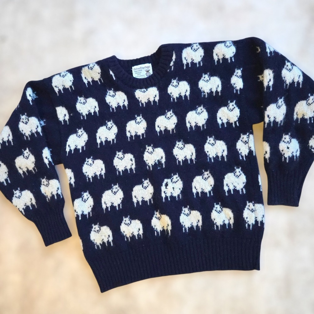 VTG Muileann Beaga Chrotail Sheep Sweater Blue Men's M Distressed Wool Scotland